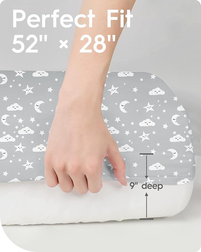 Crib Fitted Sheet Star, Super Stretchy Jersey Crib Sheets, Buttery Soft Boy - Image 6