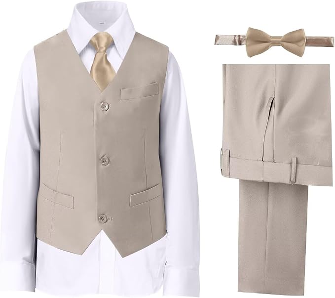 Boys' Suits Formal Slim Fit Tuxedo Boys Vest and Pants Set by DHTS