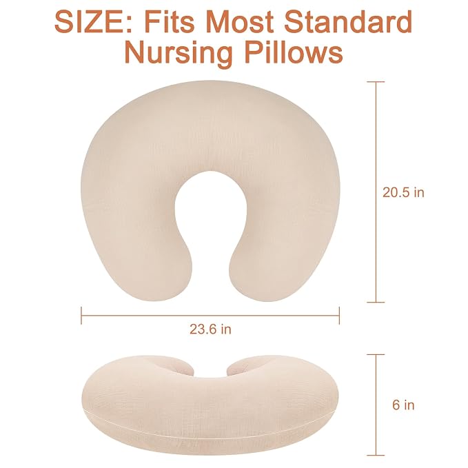 Accmor 2 Pack Muslin Nursing Pillow Covers, 100% Cotton Soft Nursing Covers - Image 8