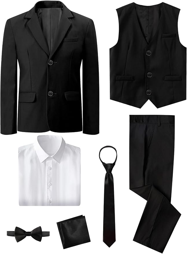 A&J DESIGN Boys 7-Piece Formal Suit Ring Bearer Outfit - Image 3