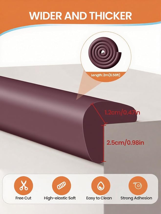 Baby Proof Edge Corner Protector, 6.56FT 0.47''Th L-Shape Furniture Corner & - Image 2