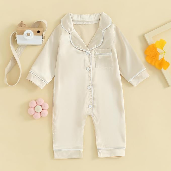 MAINESAKA Newborn Baby Girl Boy One Piece Pajama Romper Sleep Jumpsuit Silk - Image 2