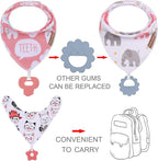 Baby Bandana Drool Bibs 6-Pack and Teething Toys 6-Pack Made - Image 3