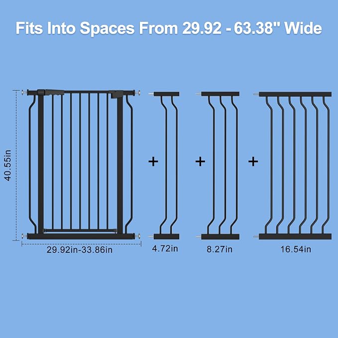 WAOWAO Extra Tall 40.55" Baby Gate 29.92-63.38" Wide Pressure Mounted Walk - Image 4