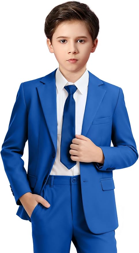 Boys Formal Suit Set 4 Pieces Kids Tuxedo Ring Bearer Outfit by Boihedy