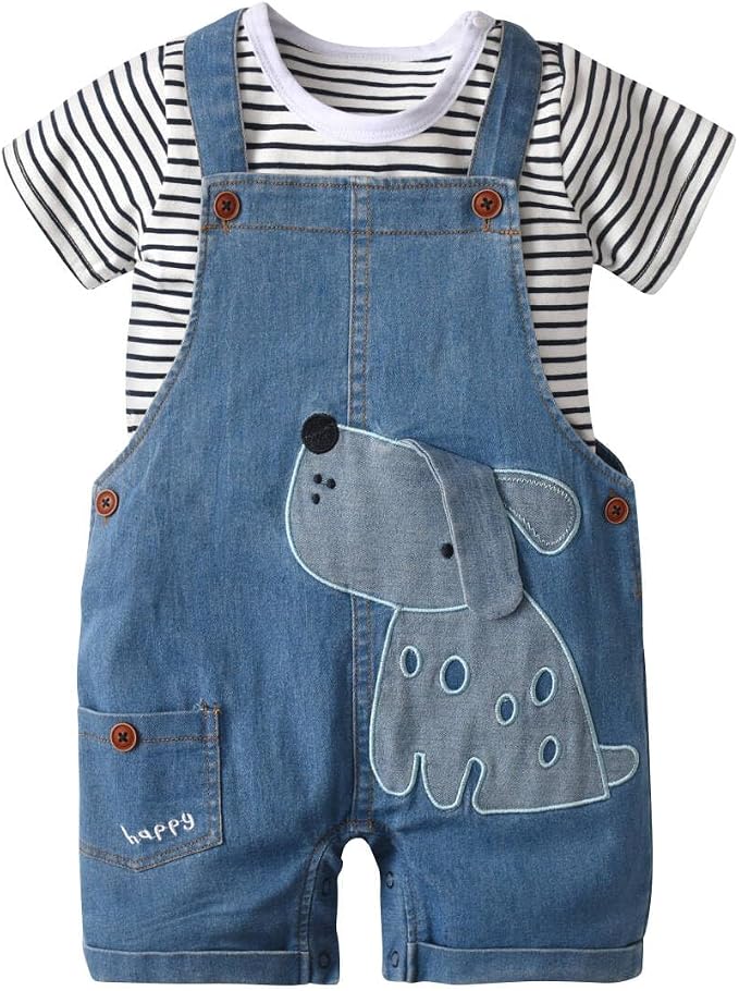 Cute Baby Boy Clothes Suit Toddler Boys' Striped long Sleeve T-Shirt+Denim by Unknown