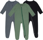 Baby Boy Footed Pajamas with Mittens, Rayon Made from Bamboo Sleepers, 2 Way by GUISBY