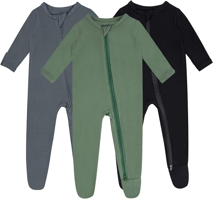 Baby Boy Footed Pajamas with Mittens, Rayon Made from Bamboo Sleepers, 2 Way by GUISBY