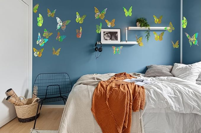 JOSDIOX 48 Pcs 3D Butterfly Wall Decor Stickers 4 Styles 3 Sizes Butterflies - Image 5