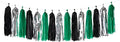 Black Green Silver Tassel Garland by Panduola