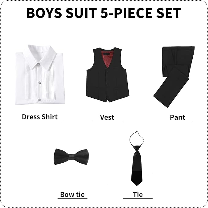 Boys' Suits Formal Slim Fit Tuxedo Boys Vest and Pants Set - Image 5