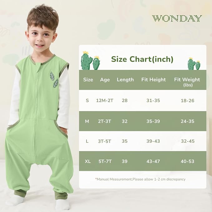 WONDAY Toddler Sleep Sack with Feet, 0.5 Tog Sleeping Sacks - Image 6