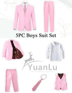 YuanLu Boys Suit for Kids Tuxedo Wedding Ring Bearer Outfit, 5 Piece Boy Slim - Image 2