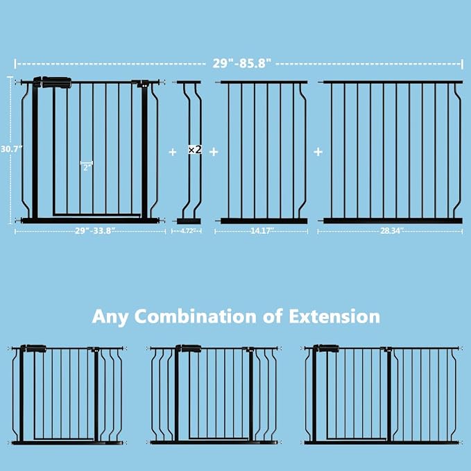 TSAYAWA Baby Gate Extra Wide Fits 29.51-85.81 inch Wide Opening - Image 2
