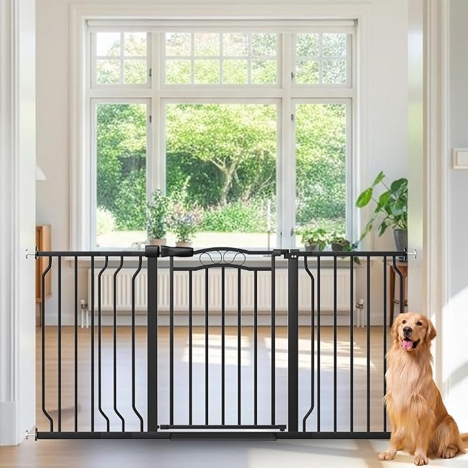 53.1-62.5 Inch Extra Wide Baby Gate, Pressure Mounted Dog Gate Indoor, Walk by Mornyray