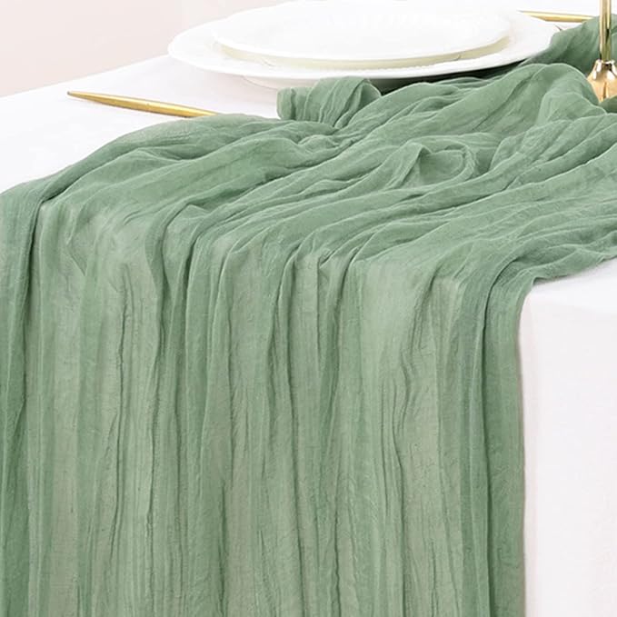 Socomi 4pcs Sage Green Table Runner Spring Easter Cheesecloth Table Runner 170 by Socomi