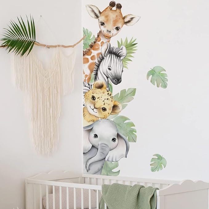 44.88 x 11.75 Inch Watercolor Jungle Animal Wall Decals - Image 3