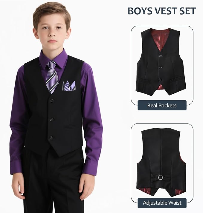 Boys Suits Formal Dress Vest and Pants Set - Image 3