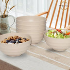 Wrova Wheat Straw Bowls Set 60 OZ, Unbreakable Large Beige Bowls Set of 6 - Image 7
