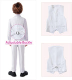 Boys Suits 5 Pieces Slim Fit Blazer Pants Black Blue Outfit Suit - Image 4
