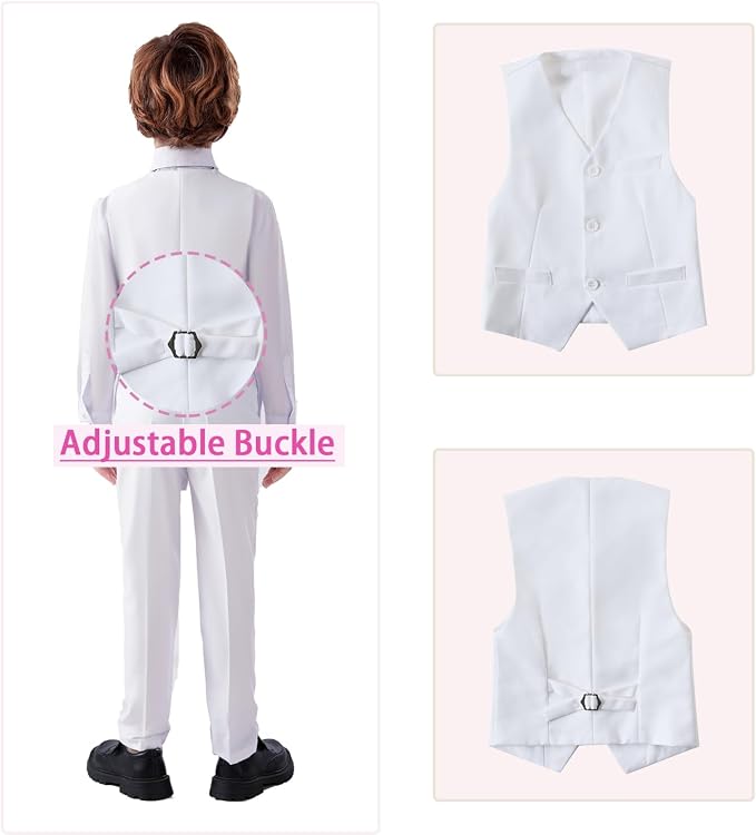 Boys Suits 5 Pieces Slim Fit Blazer Pants Black Blue Outfit Suit - Image 4