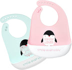 Silicone Bibs for Babies and Toddlers 2 Sets Feeding Bibs for Boy and Girl by Eimmabey