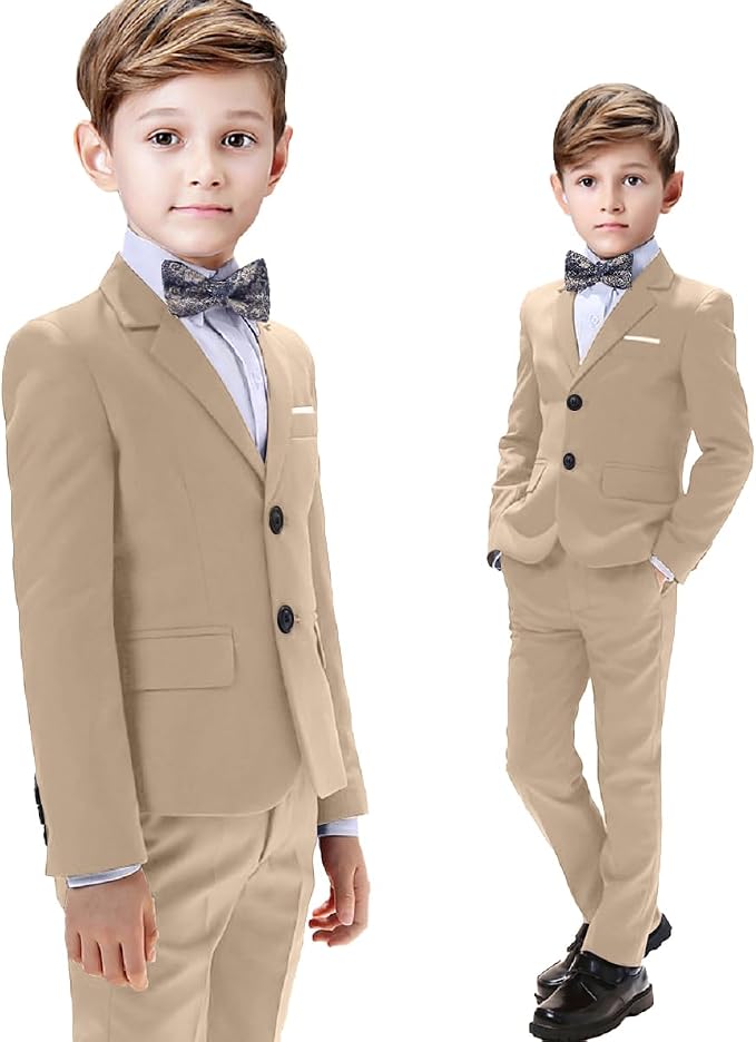 Boys Suits 5 Pieces Slim Fit Blazer Pants Black Blue Outfit Suit - Image 3