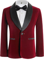 Boys Tuxedo Suit 3 Pieces Kids Formal Slim Fit Velvet Suits Set - Image 2