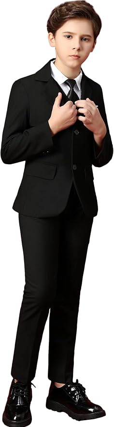 Boy's Suit Formal Slim Fit 5 Pieces Suit Set Blazer Vest Pants - Image 6