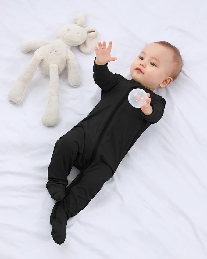 Baby Boy Footed Pajamas with Mittens, Rayon Made from Bamboo Sleepers, 2 Way - Image 5