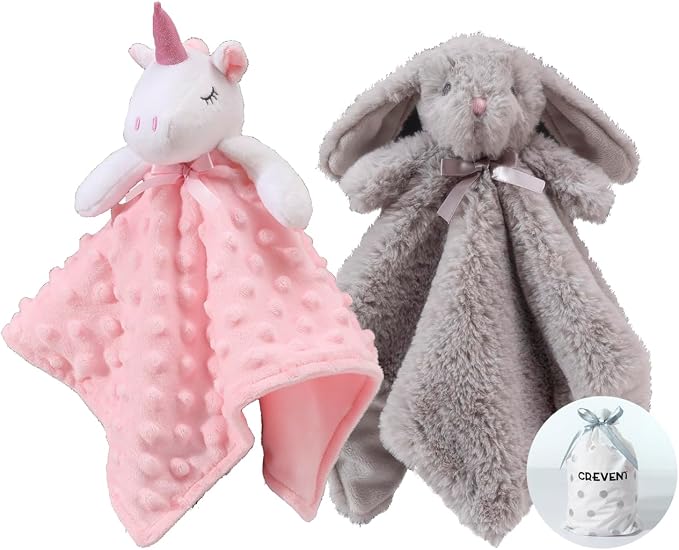 CREVENT Cozy Plush Baby Security Blanket, Loveys by CREVENT