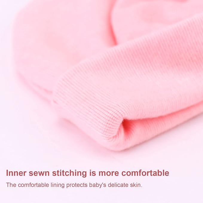 BQUBO Newborn Baby Hats Mittens Set Hospital Hat Beanie Infant Bow Hats Baby - Image 5