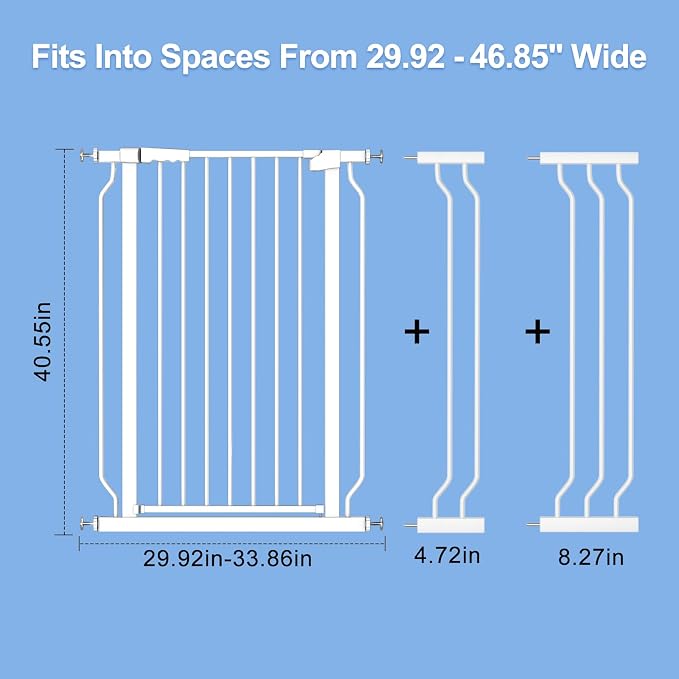 WAOWAO Extra Tall 40.55" Baby Gate 29.92-46.85" Wide Pressure Mounted Walk - Image 4