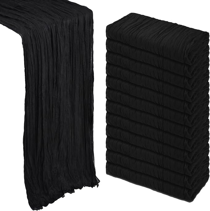 12 Pack Black Halloween Table Runner Cheesecloth 10Ft Gauze Cheese Cloth Table by Heneger
