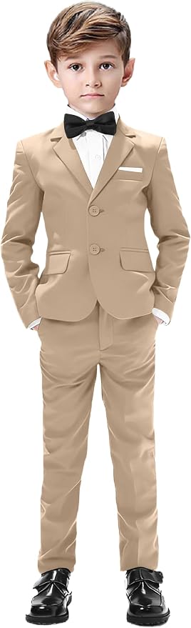 Boys Suits 5 Pieces Slim Fit Blazer Pants Black Blue Outfit Suit by Sailiiny