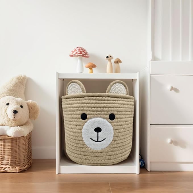 Bear Basket for Nursery, Baby Shower Basket, Baby Baskets for Storage, Laundry - Image 3