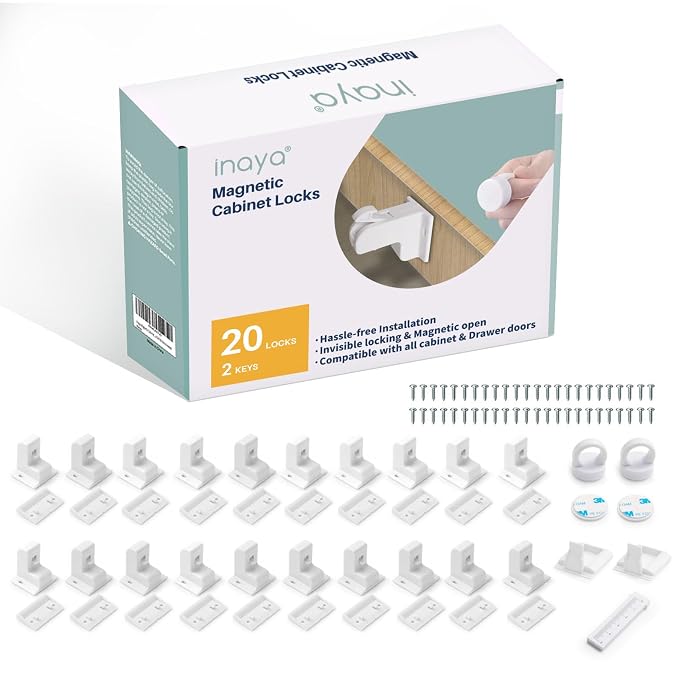 Inaya Magnetic Cabinet Locks Baby Proofing, Child Safety Magnet Locks by Inaya