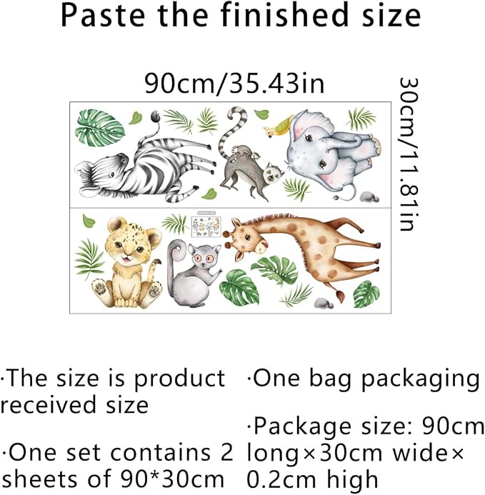 Watercolor Jungle Animal Decals - Image 6