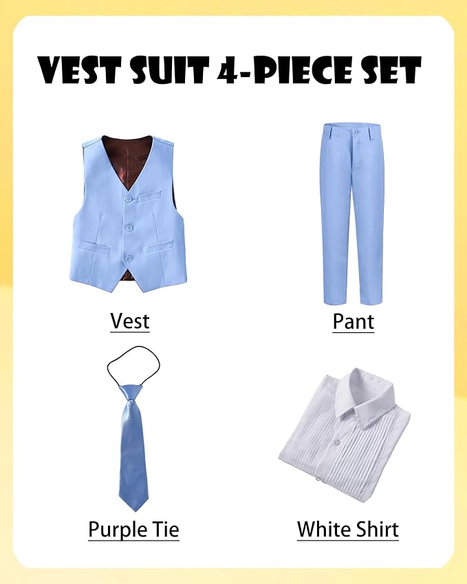 Boys’ Formal Suit 5 Piece Set, Toddler Tuxedos - Image 3