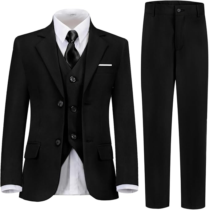 Boys Suit for Kids Teens Formal 5 Piece Tuxedo Suit Set by Lycody