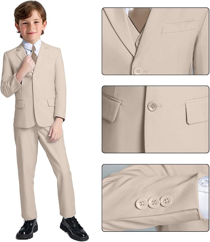 Boys Suit for Kids Teens Formal 5 Piece Tuxedo Suit Set - Image 3
