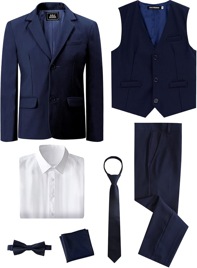 A&J DESIGN Boys 7-Piece Formal Suit Ring Bearer Outfit - Image 3