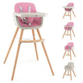 BABY JOY Convertible Baby High Chair, 3 in 1 Wooden Highchair/Booster/Chair by BABYJOY