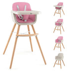 BABY JOY Convertible Baby High Chair, 3 in 1 Wooden Highchair/Booster/Chair by BABYJOY