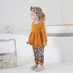 Kulcerry Toddler Baby Girl Clothes Solid Color Long Sleeve Ruffle Tops Pants - Image 6