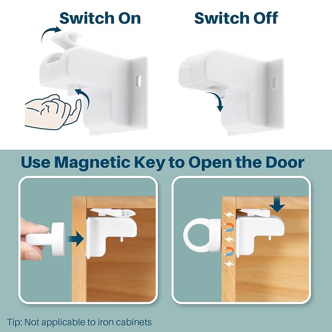 Inaya Magnetic Cabinet Locks Baby Proofing, Child Safety Magnet Locks - Image 3