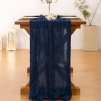 Socomi Navy Blue Table Runner Spring Easter Cheesecloth Table Runner 170 inch - Image 4