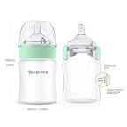 Yooforea Silicone Coated Glass Baby Bottle, 2M+ Medium Flow Nipple I Anti-Colic - Image 2