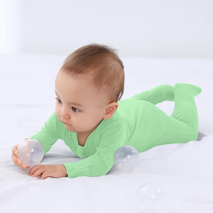 Baby Boy Footed Pajamas with Mittens, Rayon Made from Bamboo Sleepers, 2 Way - Image 5
