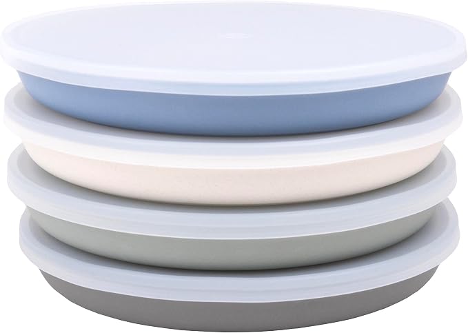 WeeSprout Bamboo Plates with Silicone Lids, Kid-Sized Dinnerware, Leftovers & by WeeSprout